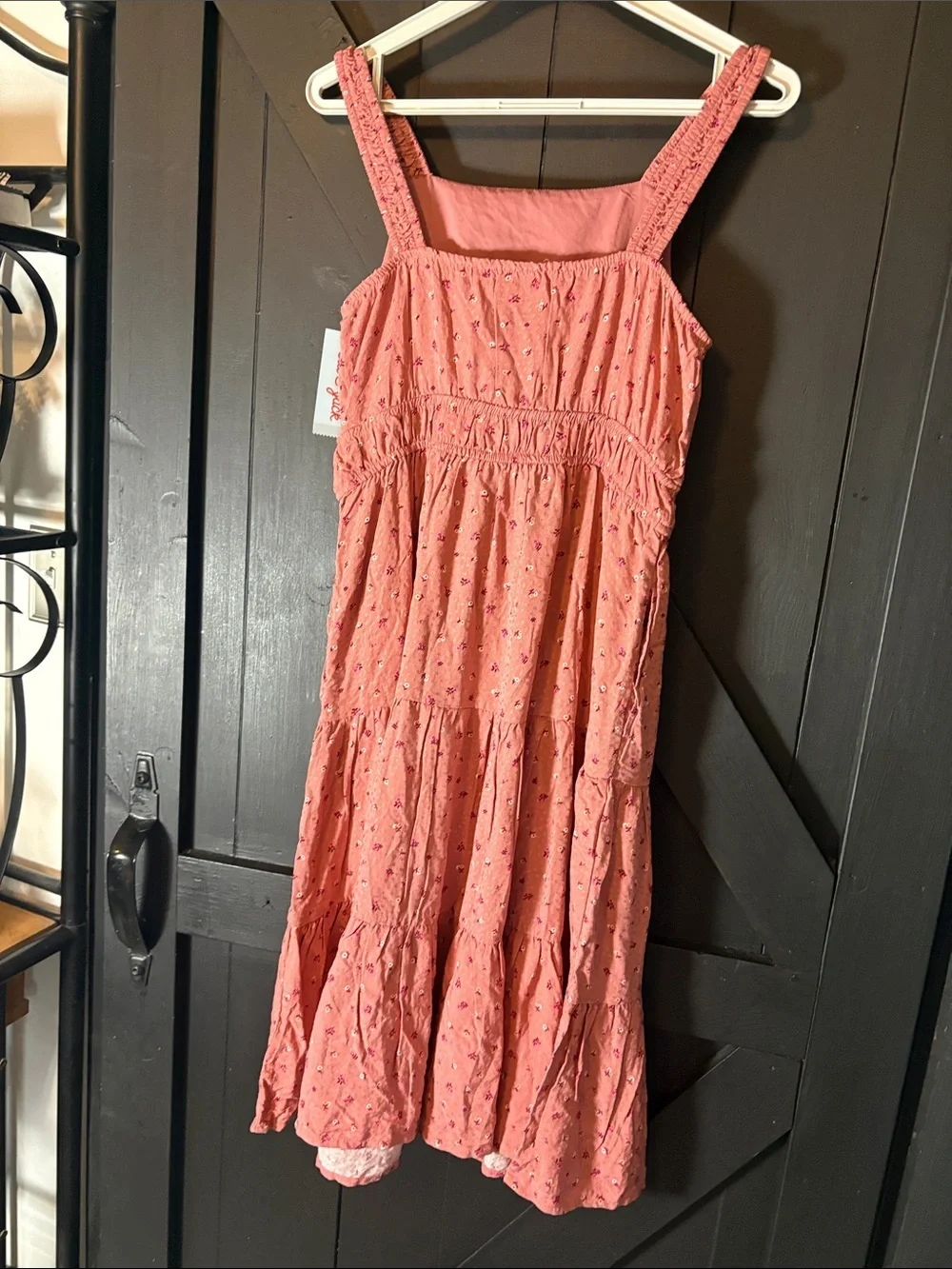 Cat & Jack Coral Pink Tiered Sundress with Tiny Floral Print
